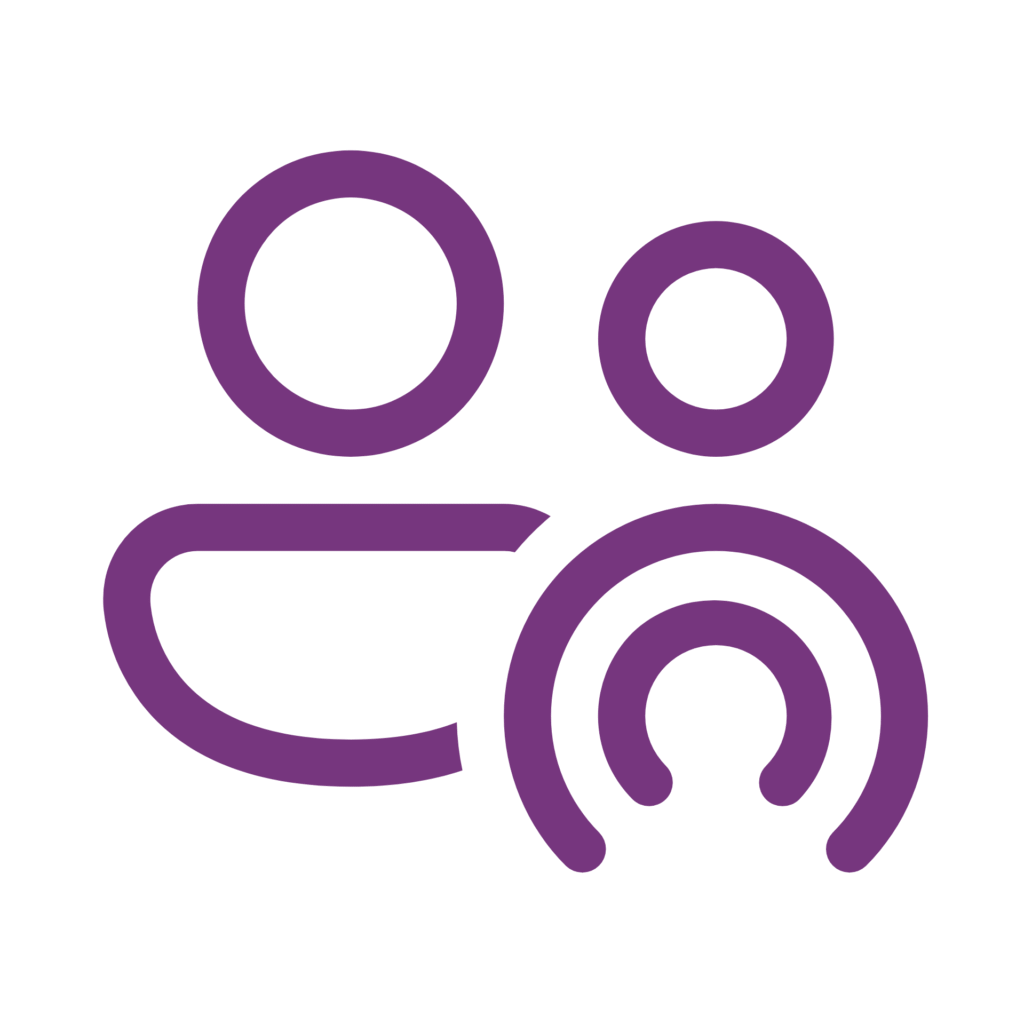 Icon image of two people communicating